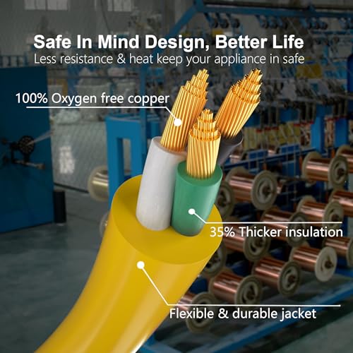 HUANCHAIN 50 FT 12/3 Gauge Heavy Duty Outdoor Extension Cord Waterproof with Lighted end, Flexible Cold-Resistant 3 Prong Electric Cord Outside, 15Amp 1875W 12AWG SJTW, Yellow, ETL - color: Yellow, size: 50FT