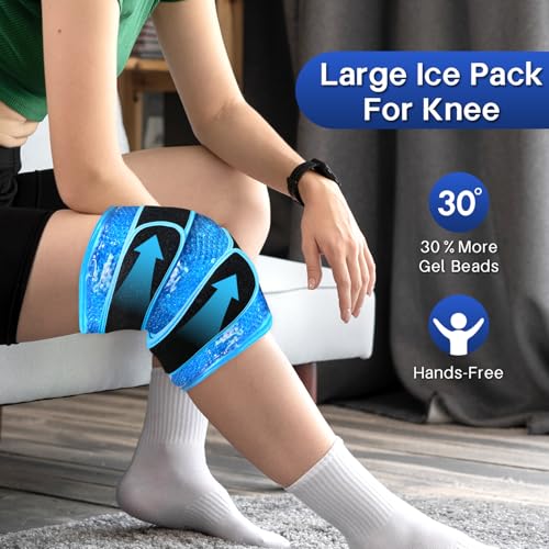 Knee Ice Pack Wrap for Pain Relief Reusable Multi-Purpose Gel Ice Wrap for Leg Ankle Foot Wrist Injuries Swelling Knee Replacement Post-Surgery Recovery Cold Compression for Meniscus Tear ACL - color: Blue