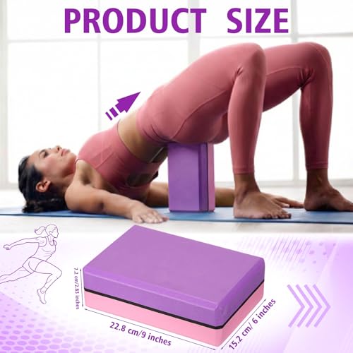 Silipull 8 Pack Yoga Blocks 9 x 6 x 2.8 Inch EVA Foam Pilates Blocks Pilates Stretching and Meditation Exercise for Home Workouts Dance Gymnastics Exercise Lightweight Yoga Supplies