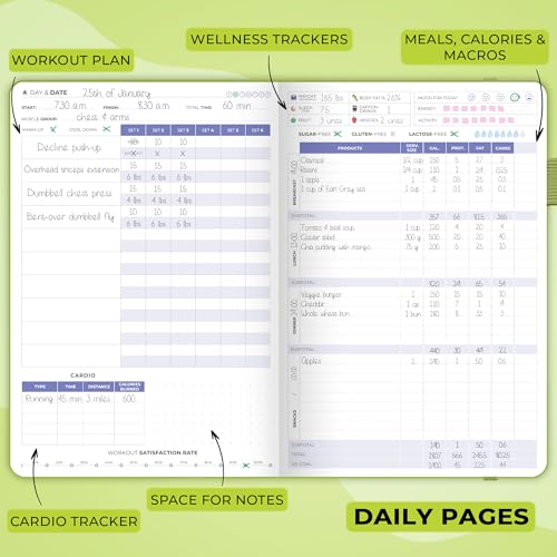 Clever Fox Fitness & Food Journal – Nutrition & Workout Planner for Women & Men – Diet & Gym Exercise Log Book with Calendars, Diet & Training Trackers - Undated, A5 Size, Hardcover (Apple Green) - color: Apple Green, size: A5 (5.8'' x 8.3'')