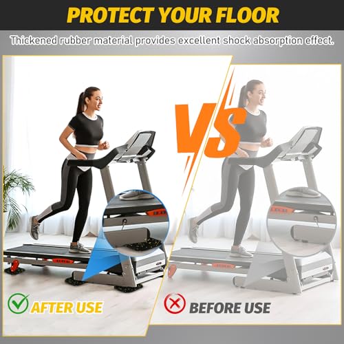 Mipcase 6 Pack Treadmill Mat Pads 3.93 X 3.93 X 0.39 in Thick Rubber Exercise Mats Non Slip Anti Vibration Equipment Mat for Floor Protection Noise Reduction Home Gym