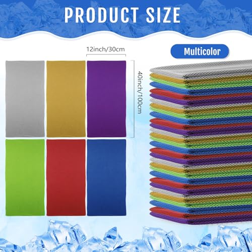 Hosuly 30 Pack Cooling Towels, 40"x12" Ice Breathable Soft Chilly Sweat Rag Microfiber Workout Rags for Gym Cooling Towels for Neck and Face for Yoga Golf Sport Running - color: Classic Color