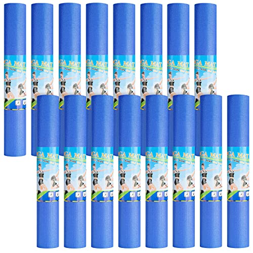 Funtery 3 mm Thin Yoga Mats Bulk, 68 x 24 Inches Lightweight PVC Exercise Mats Non Slip Workout Fitness Pads for Yoga Pilates Stretching Classes Gym Home Studio - color: Dark Blue