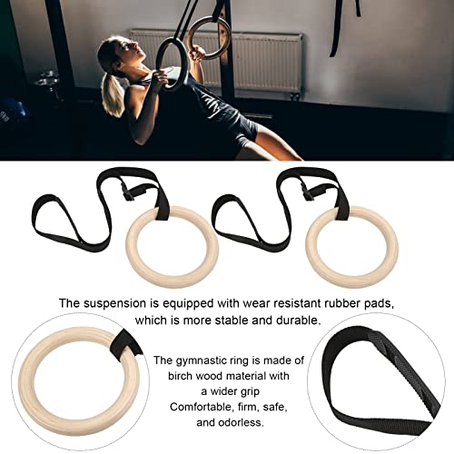 1 Pair Pull Up Training Rings Wooden Gymnastics Rings Gymnastics Rings Gymnastics Rings Suspension for Home Gym WorkoutTraining Rings