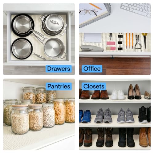 GORILLA GRIP powerGRIP Drawer Shelf and Cabinet Liner, Thick Strong Hold, Non-Adhesive Liners Protect Kitchen Cabinets and Cupboard, Bathroom Drawers, Easy Install, Breathable Mat, 12" x10' Cream - color: Cream, size: 12" X 10', style: 12" x 10'