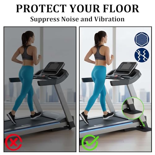 6PCS Treadmill Mat Pads, 4" x 4" x 0.2" Double-Sided Non-Slip Silicone Anti Vibration Pads for Floor Protection, Heavy Duty Exercise Equipment Mats for Treadmill (5MM - Square - 6PCS) - size: 5MM - Square - 6PCS