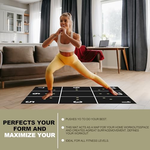 Fitness Precision Mat Home Workout Equipment 4.6' x 4' x 2.2 mm Large Exercise Rubber Non Slip Mat for Yoga Pilates Cardio Fitness Home Gym Floor