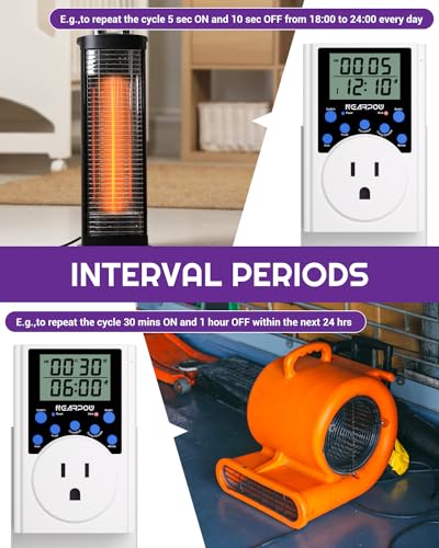 Timer Outlet, Nearpow Multifunctional Infinite Cycle Programmable Plug-in Digital Timer Switch with 3-Prong Outlet for Appliances, 15A/1800W - color: Blue