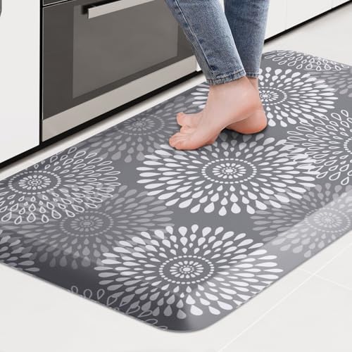 LuxStep Kitchen Mat Waterproof Kitchen Rugs for Floor Cushioned Anti-Fatigue Mat Non-Slip Standing Desk Mat Comfort Floor Mats for House Sink Office 20" x 32"-4/5 Inch Grey - color: Grey, size: 32"L x 20"W x 0.8"Th