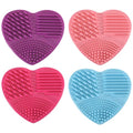 FREEBLOSS 4PCS Quilter Mat Cleaning Pad Heart Shaped Makeup Brush Cleaning Pad for Brushes, Silicone Cleaner Pads Rose Pink, Blue, Pink, Purple 3.2" x 3" x 1"
