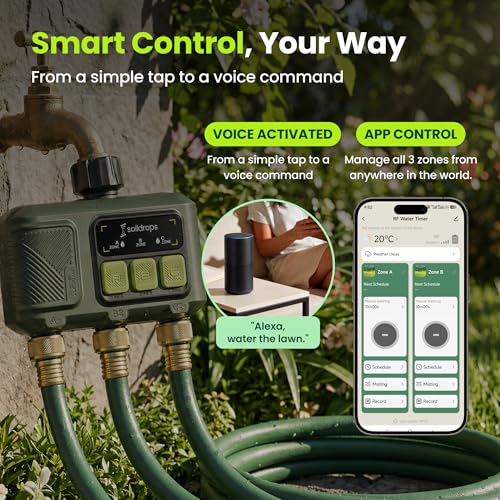 WiFi Water Timer, Hose Timer 984ft Long Range RF with Gateway, App Control, 8-Month Battery, Weather Delay, 3/4" Smart Irrigation Controller - style: 3-Zone