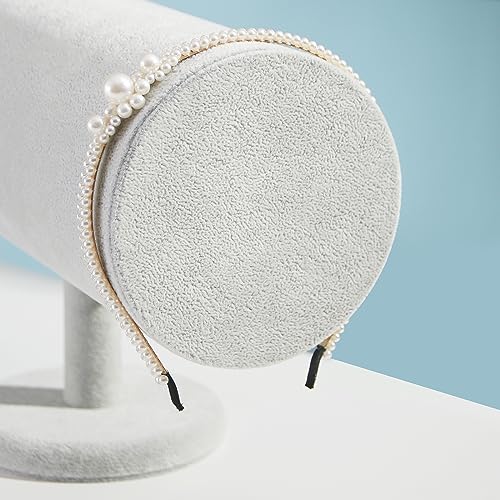 T-Bar Headband Holder Organizer for Selling, Soft Velvet Hairband Stand Display, Hair Hoop Accessories Jewelry Storage for Home Bedroom (Gray Beige Velvet) - color: T-Bar Gray Beige Velvet