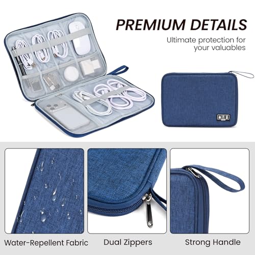 Electronic Organizer Travel Case, Slim Cable Accessories Pouch, Single Layer Tech Pouch & Cord Storage Bag for Chargers, Power Bank, SD Cards - Minimalist Travel Essentials - color: cyan, size: L