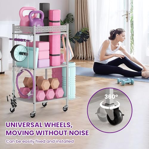Yoga Mat Storage Rack, Home Gym Storage Rack, VOPEAK Workout Storage for Yoga Mat, Foam Roller, Gym Organizer Gym Equipment Storage for Home Exercise and Fitness Gear - color: GRAY