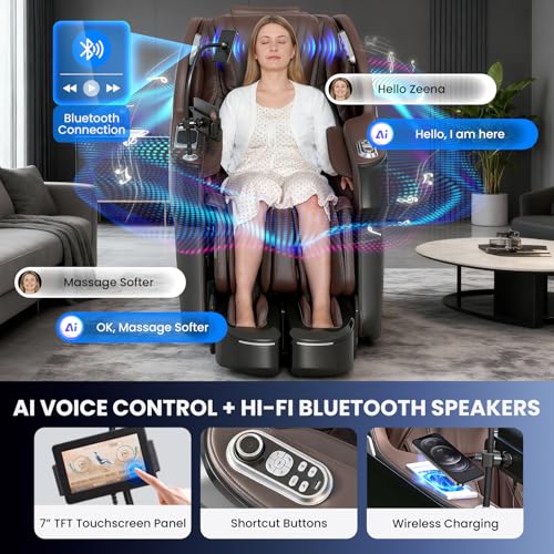 4D Massage Chair Full Body with Space Walk & Ankle Stretch, 2026 Zero Gravity 55“ SL-Track Shiatsu Massage Chair Recliner, Electric Calfrest Extension & Foot Rollers, AI Voice Control S002 Black - color: Black