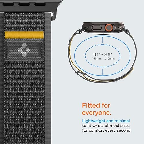 Spigen for Apple Watch Band, Compatible with Ultra 3/2/1 49mm, Series 11/10 46mm, 9/8/7 45mm, SE3/SE2/SE/6/5/4 44mm, 3/2/1 42mm - color: Active Black
