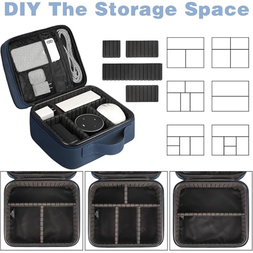 MATEIN Cord Organizer Case with Adjustable Divider, DJ Cable File Bag | Electronic Storage, Tech Accessories, Charger Cable Organizer, Cord Bag, Double Layer, Shockproof, USB Cable Organizer, Blue - color: Blue, size: Medium