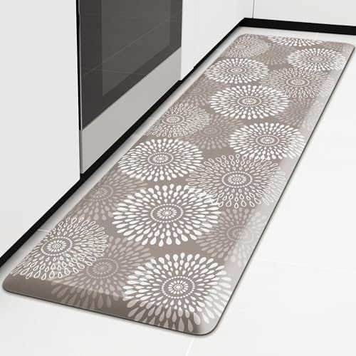 LuxStep Kitchen Mat Waterproof Kitchen Rugs for Floor Cushioned Anti-Fatigue Mat Non-Slip Standing Desk Mat Comfort Floor Mats for House Sink Office 17.3" x 60" Khaki - color: Khaki, size: 60"L x 17.3"W x 0.5"Th