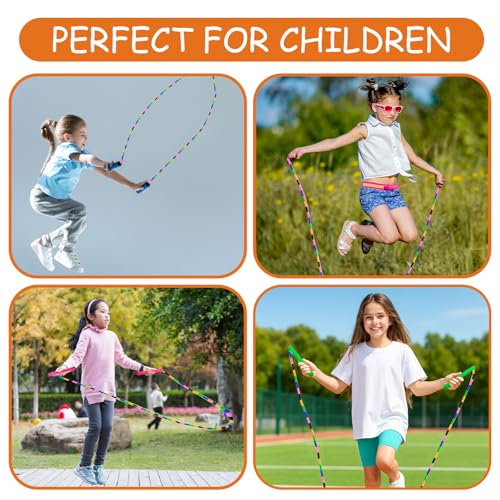 Beaded Jump Rope 1 Pack/2 Pack, ACEONE Segmented Skipping Rope for Kids Adults, Adjustable Tangle-Free Toddler Jumping Rope for Fitness Exercise Training - color: Rainbow Black