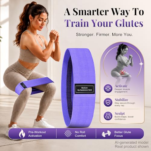 Glute Workout Equipment, Ankle Resistance Bands with Cuffs & Fabric Bands Set for Women, Exercise Board for Kickbacks,Glutes, Hip Thrusts, Thighs & Legs Workout,Portable Home Gym Fitness - color: 1purple