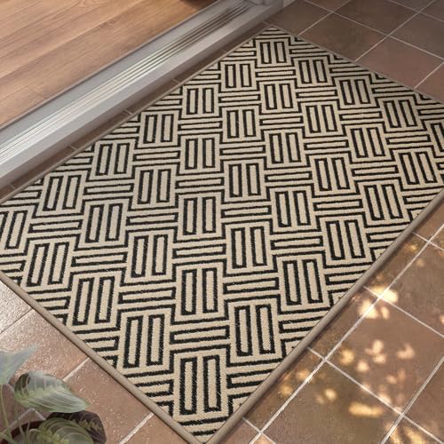 Door Mat Indoor Outside Entrance 24''x35'', Dirt Resistant Absorbent Mats, Non-Slip Outdoor Inside Front Entryway Mat, All-Season Welcome Mat, Low Profile Porch Doormat, Fade Resistant, Brown - color: C- Brown, size: 24"x35"