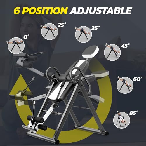 YOLEO Gravity Inversion Table for Back Pain Relief 2026 New Inversion Table w/Lumbar Support Easy to Assemble Back Stretcher Machine 300 lbs - color: White