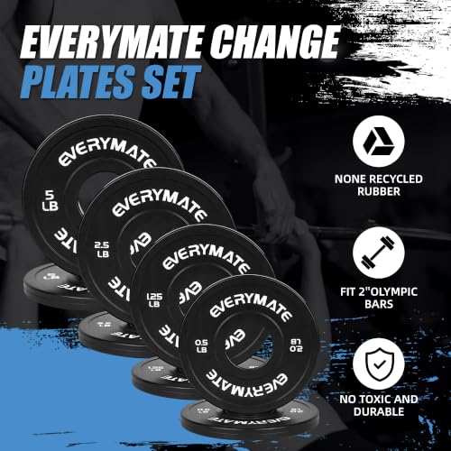 EVERYMATE Change Weight Plates 1.25LB 2.5LB 5LB Set Fractional Olympic Bumper Plates for Cross Training Steel Insert Strength Training - color: 18.5 LB(0.5+1.25+2.5+5), size: Black