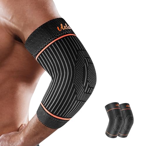 Tennis Elbow Sleeve,Elbow Compression Sleeve, Elbow Brace For Tendonitis and Tennis Elbow,Golfers, Arthritis, Bursitis. Elbow Pain Relief,Weightlifting, Fit for Men & Women - color: Orange, size: Large