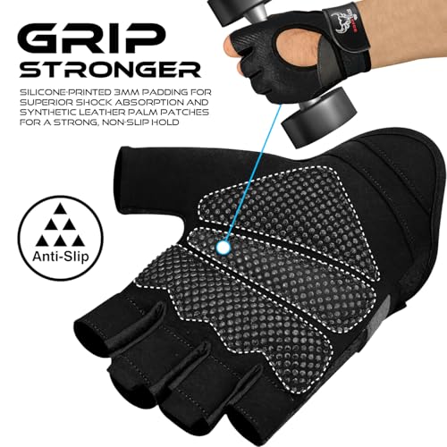 BEAST RAGE Fingerless Weight Lifting Gloves with Palm Protection Padding, Breathable Lightweight Gym Gloves for Men, Women, Weightlifting, Cycling, Exercise, Training Pull Up - color: Black, size: Small