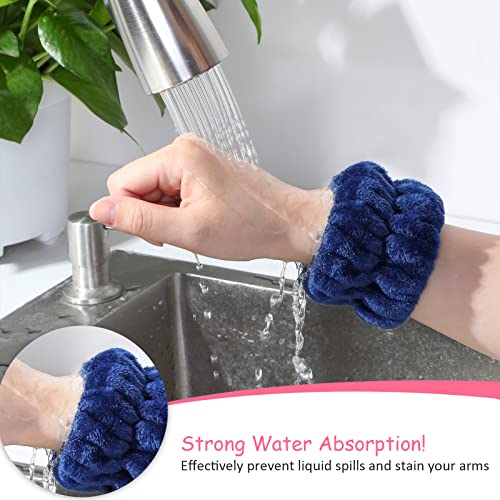 Chuangdi 4 Pairs Wrist Bands for Washing Face Wrist Spa Microfiber Wash Towel Band Scrunchies Absorbent Wristbands Sweatband for Women Prevent Liquid from Spilling(Dark Colors) - color: Dark Colors