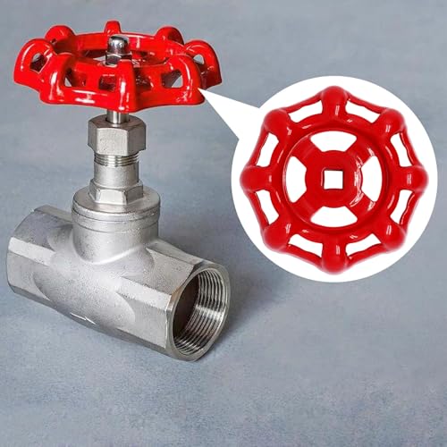 2 Pack Outdoor Faucet Handle, 9mm x 9mm (0.35" x 0.35") Square Stem Hole Faucet Handle Replacement, Cast Iron Round Wheel Water Spigot Handles Replacement with Screws Spacer (Red) - color: Red, size: 9mm x 9mm (2pcs)