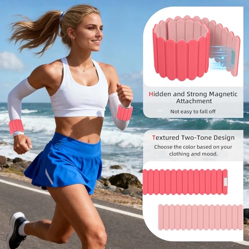 Abahub Adjustable Wrist & Ankle Weights 2Pack, Wearable Silicone Weighted Bracelet for Women, Arm Leg Weights for Home Gym Workout, Jogging, Yoga & Pilates - color: Magnetic Pink, size: 2.2LB Pair (1.1LB Each)