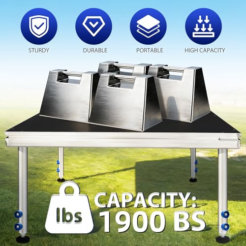 8'x12' Portable Stage Platform - Folding Aluminum Performance Deck Steps | Up to 1900lbs, Adjustable Height 24" -41" Modular Riser for Events Weddings Concerts Restaurants Bars Performances - size: 6pcs