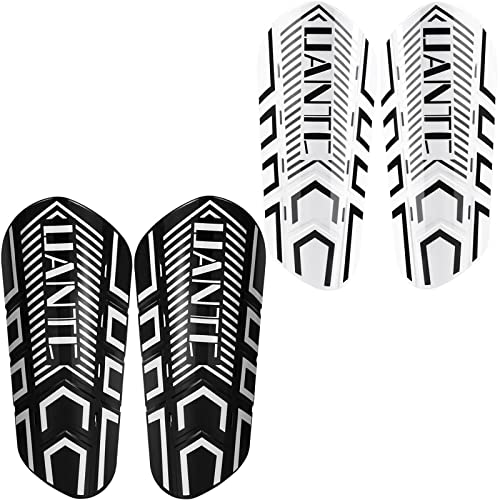 Shin Guards - Soccer Shin Guards with Cushion Protection for Kids/Adults - color: Black and Whtie,Shin Pads 2 Pairs, size: Large