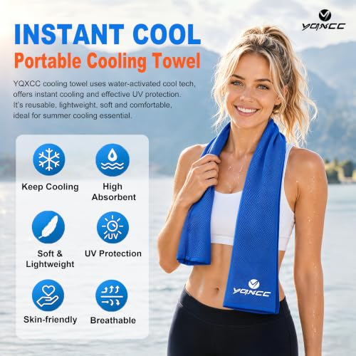 YQXCC 6 Pack Cooling Towels 40"x12", Cold Cool for Neck & Face | Cooling Neck Wraps, Soft Breathable Microfiber Chilly Towels, Ideal for Gym, Yoga, Golf, Running, Camping & Hot Weather - color: Dark Blue*2 + Rose Red*2 + Green*2