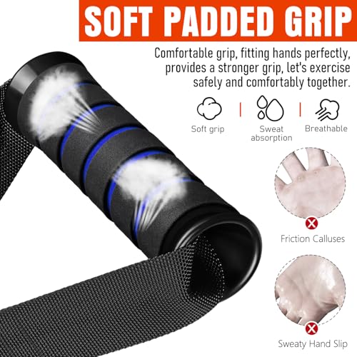 Heavy Duty Exercise Handles, Gym Cable Handles for Cable Machine Attachments, D Handle Cable Attachments, Handles for Resistance Bands, Workout Accessories, Fitness Equipment for Home Gym - color: Black Blue