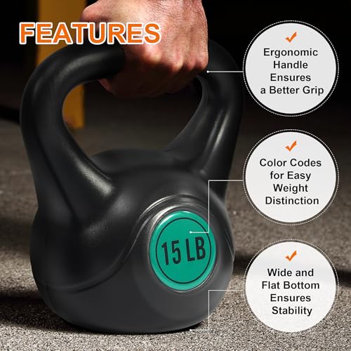 Fitvids Kettlebell Sets Piece Strength Training KettleBells Weight Set - style: 30LB Set of 3: 5/10/15LB