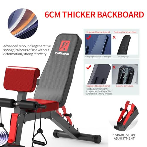 K KiNGKANG Adjustable Weight Bench,1050 lbs Foldable Workout Bench with 8 Back Positions, Incline Decline Flat Exercise Bench for Home Gym Full Body Strength Training - color: Charcoal
