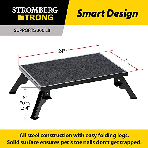 Stromberg Carlson 24″ x 16″ Adjustable RV Platform Step, Heavy-Duty Rust-Resistant Steel, Portable Step Stool for Campers, 4″ and 8″ Height, 300 lbs Capacity, Non-Skid Surface & Folding Legs | Folding legs adjust 4 in or 8 in height, rust-resistant powder