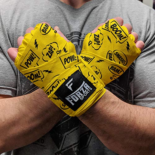 Forza Sports 180" Mexican Style Boxing and MMA Handwraps - color: Comic Book Yellow