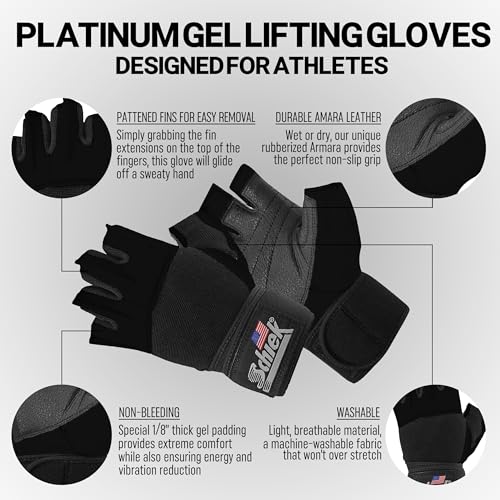 Schiek Sports 530 Platinum Lifting Gloves with Gel Pad - Amara Leather Weightlifting Gloves for Women and Men - size: X-Small