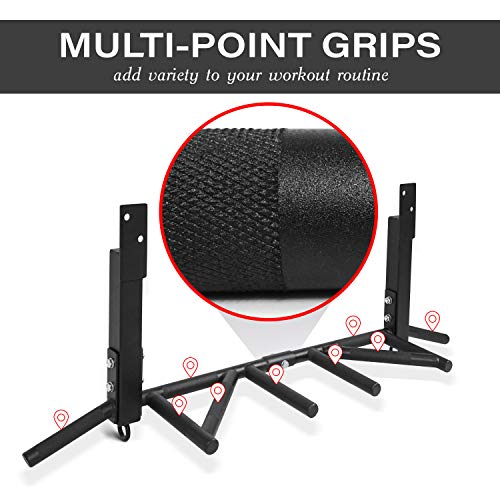 Yes4All Heavy Duty Wall Mounted Pull Up Bar – Multi-Grip Ceiling/Joist Mount Chin-Up Bar for Home Gym Strength Training, 300 lb Capacity, 5 Grip, Steel, Joist Mount, Black - color: F. Joist Mounted