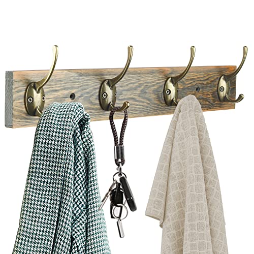 IBosins 32 Pack Antique Brass Coat Hooks Wall Mounted with 64 Screws Retro Double Hooks Utility Hooks for Coat, Scarf, Bag, Towel, Key, Cap, Cup, Hat - color: 32 Pcs Antique Brass