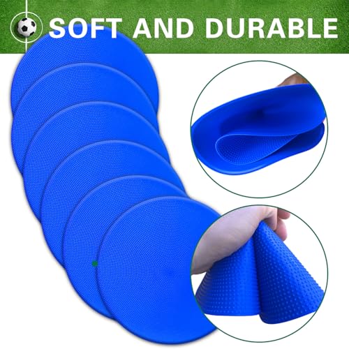 12/24Pcs Poly Spot Markers 4 inch/9 inch Non-Slip Rubber Agility Training Markers Floor Dots Flat Field Cones for Football Basketball Soccer School Exercise Drills Gym Dance Practice 6 Colors - style: 9 inch 30 Pcs Blue (PVC)