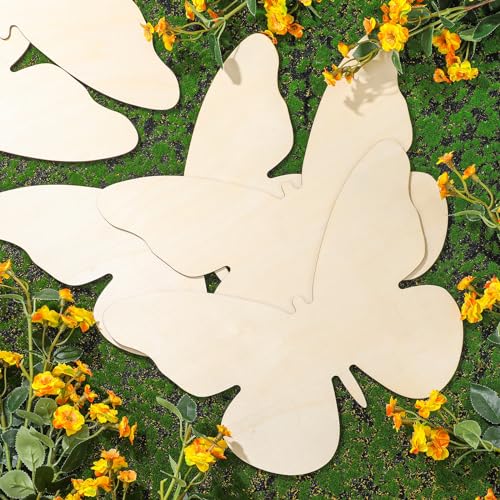 Anglechic 12 Pack 12 Inch Wooden Butterflies for Crafts Blank Wood Butterfly Cutouts Unfinished Slices Butterflies Ornaments Wooden Things to Paint Door Hanger Decor for Spring Farmhouse Decor - color: Butterfly