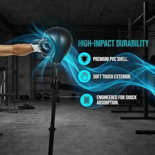 SYNTECSO Spinning Reflex Bar with Punching Bag, HAdjustable Height Boxing Bar, Boxing Speed Trainer for Home Gym