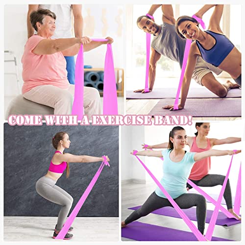 Figure 8 Resistance Band, Arm Back Shoulder Exercise Elastic Rope Stretch Fitness Band, Foot, Leg, Hand Stretcher, Arm Exerciser for Yoga Pilates Stretching Physical Therapy, Home Gym Workout - color: Pink with ring