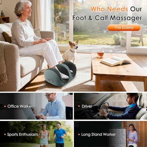 Foot Massager with Heat, Shiatsu Kneading Foot and Calf Electric Massager Machine with Roller, Massage Feet/Arm/Calf/Ankle for Relax, Plantar Fasciitis, Pain Relief, Gifts for Women & Men, Grey - color: Grey