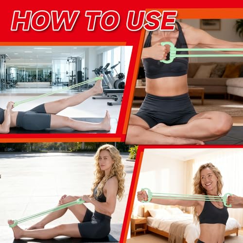 6 Gear Adjustable Resistance Bands, Fitness Resistance Bands Exercise Bands with Comfort Grips, Unisex, for Arms, Chest Extender, Home Workout, Fitness, Pilates - color: Green