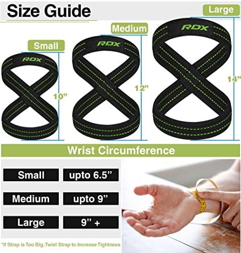 RDX Weight Lifting Straps Figure 8, Anti Slip Strap with Cuffs Wrist Support for Gym Workout Deadlift Powerlifting Bodybuilding Weightlifting, Fitness Strength Training, Hand Bar Grip for Men - color: BLACK ARMY GREEN, size: Small